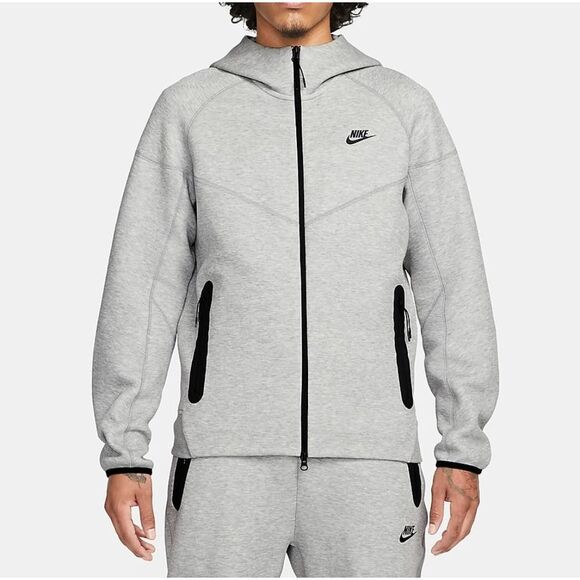 Nike Tech Fleece Windrunner Hooded Jacket Men's XL Heather Grey Black Pockets LE - Picture 1 of 16